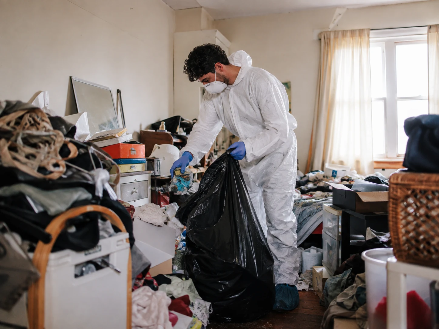 Specialist cleaner working inside a London home